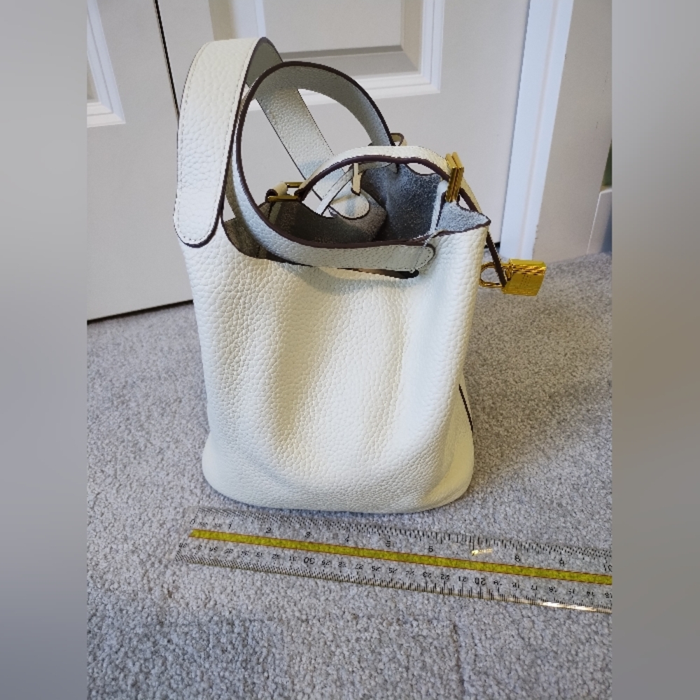 Mini leather bucket bag